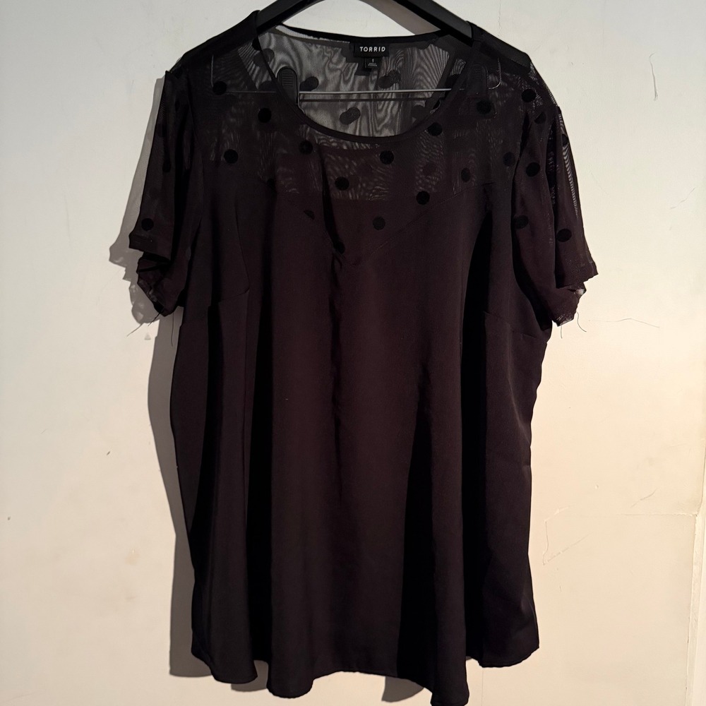 Torrid Plus Size 1 Coquette Whimsigoth Black Lace Short Sleeve Blouse